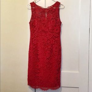 Adrianna Papell Red Lace Dress